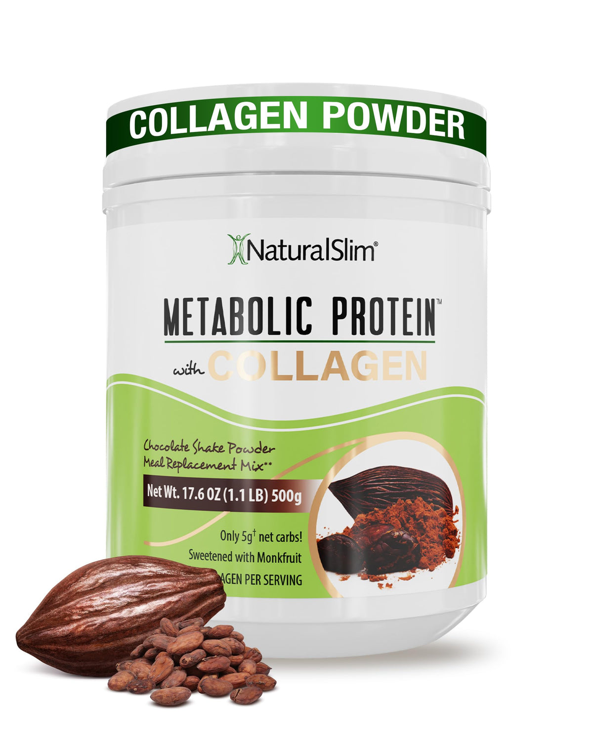 NaturalSlim Metabolic Protein bottle with creamy chocolate shake for daily nutrition.