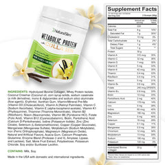 NaturalSlim vanilla protein shake in glass offers quick, low-carb nutrition