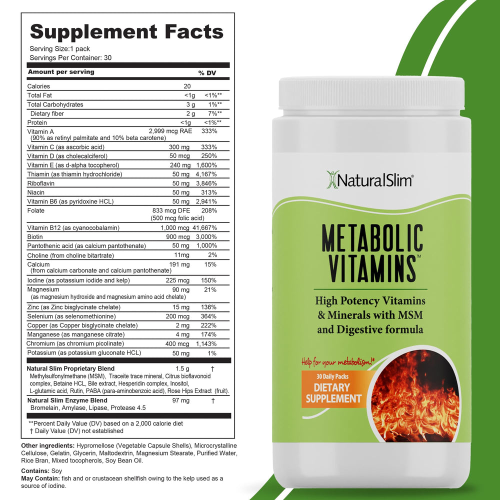 NaturalSlim Metabolic Vitamins B Complex 50mg supports steady energy metabolism.