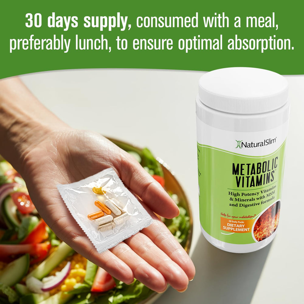 NaturalSlim Metabolic Vitamins minerals calcium magnesium support bone and electrolyte balance.