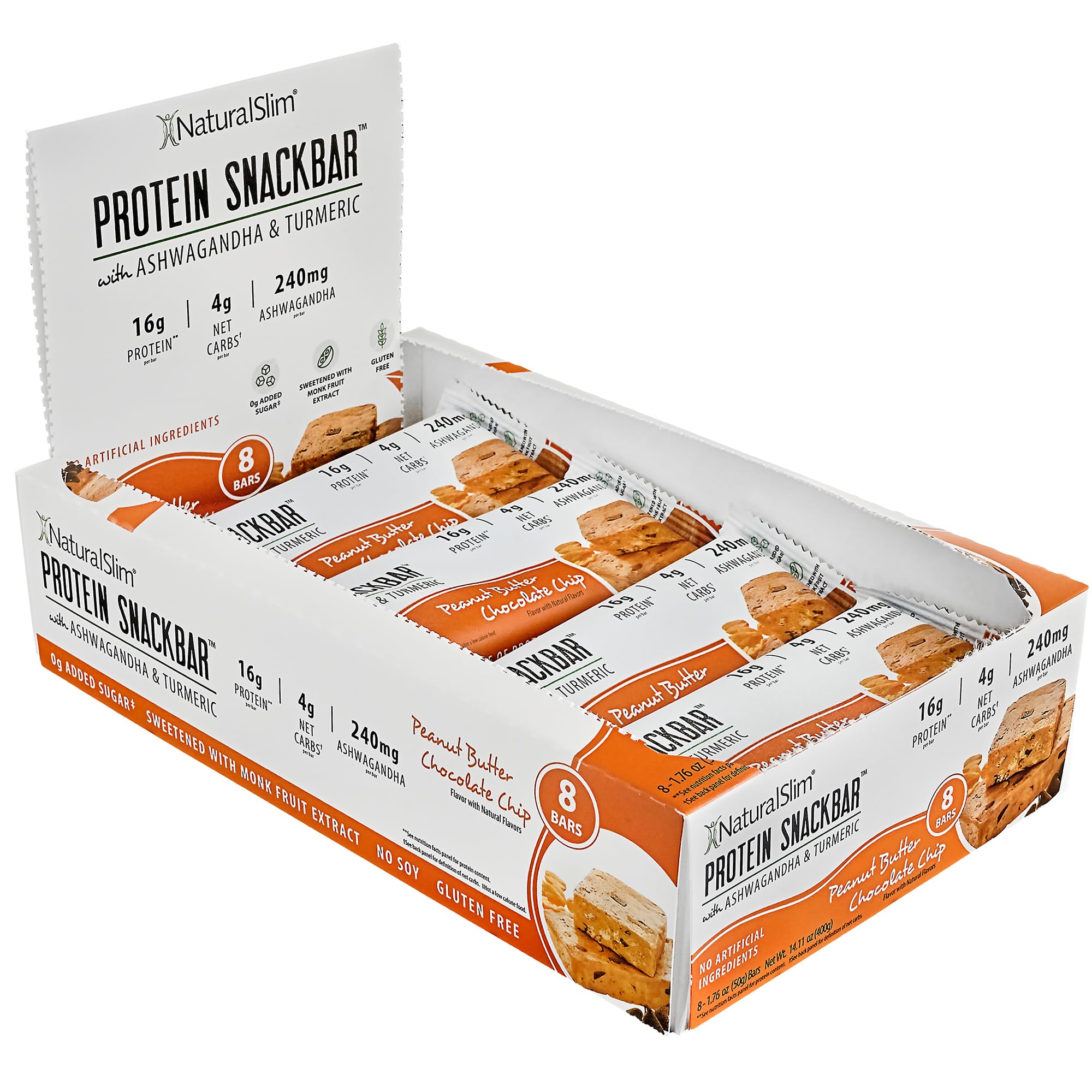 NaturalSlim protein bars with ashwagandha and turmeric for steady energy.