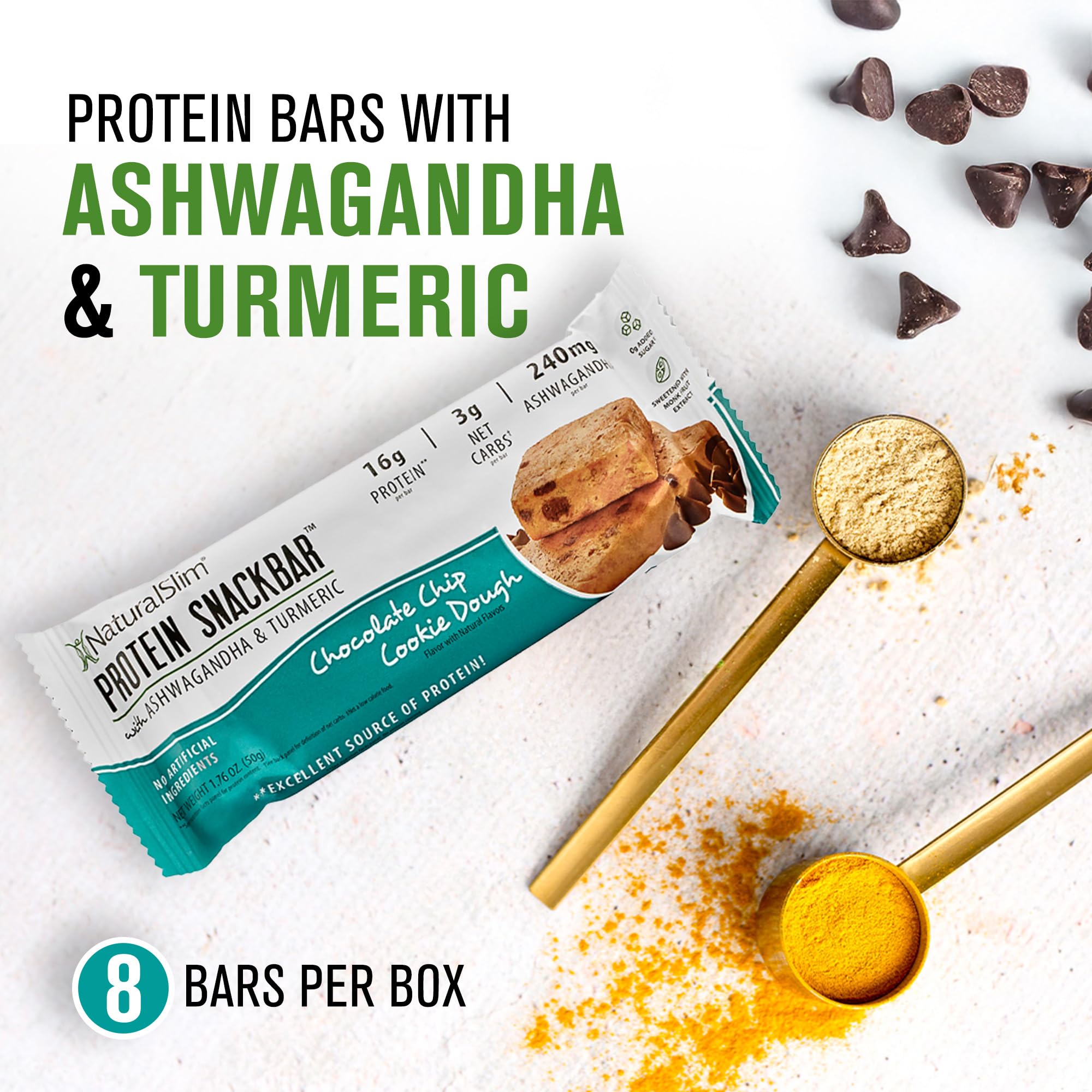 NaturalSlim cookie dough flavor close-up highlighting chocolate chips and protein