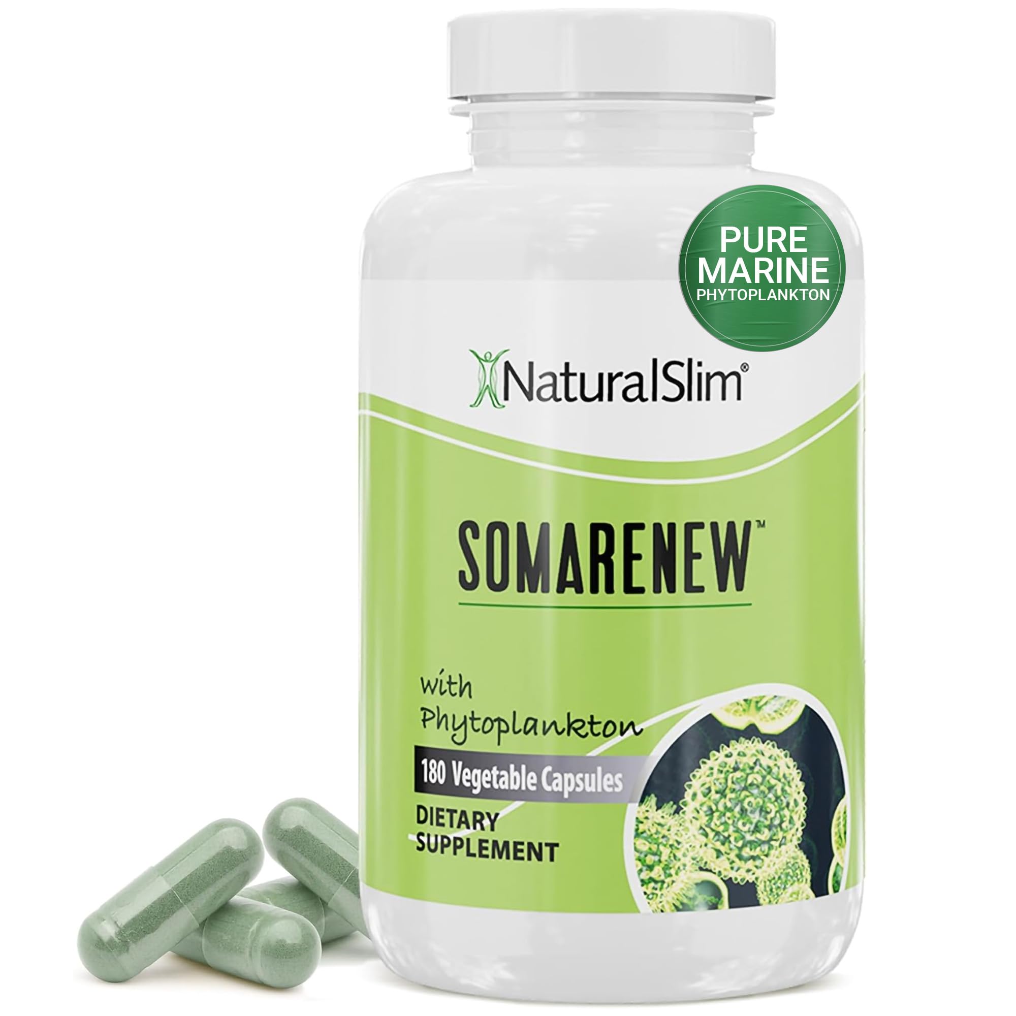 NaturalSlim Somarenew bottle front view highlighting capsules for daily energy support.