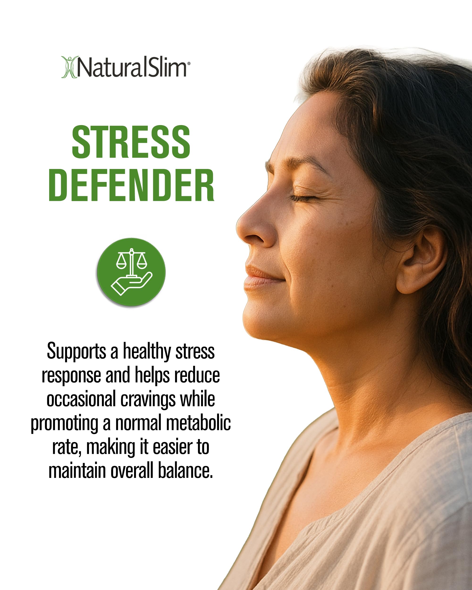NaturalSlim Stress Defender packaging laid flat highlights natural ingredients and quality.