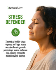 NaturalSlim Stress Defender packaging laid flat highlights natural ingredients and quality.