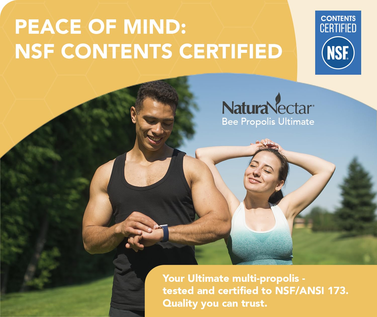 Gluten-free certification visible on NaturaNectar Propolis Capsules packaging.