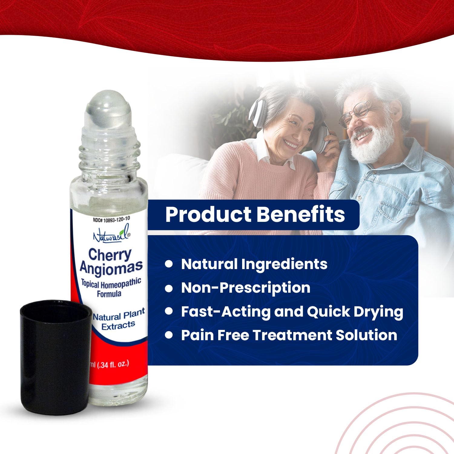 Naturasil Cherry Angiomas roll-on application close-up for precise use