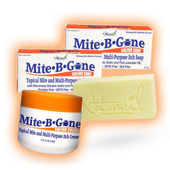 Naturasil Mite-B-Gone cream 4oz bottle delivering soothing itch relief on skin.
