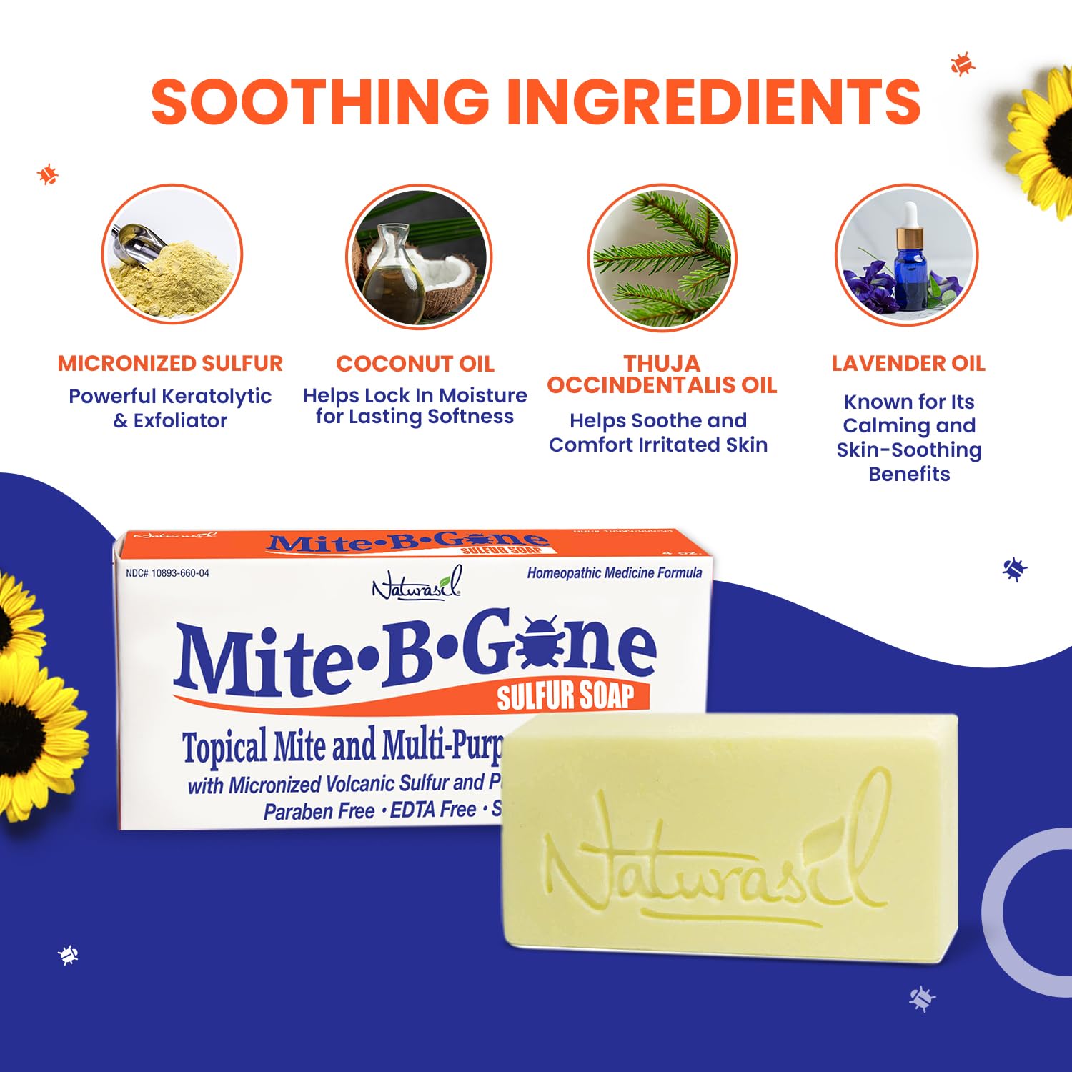 Naturasil Mite-B-Gone kit packaging box showcasing natural, USA-made skincare.