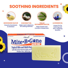Naturasil Mite-B-Gone kit packaging box showcasing natural, USA-made skincare.
