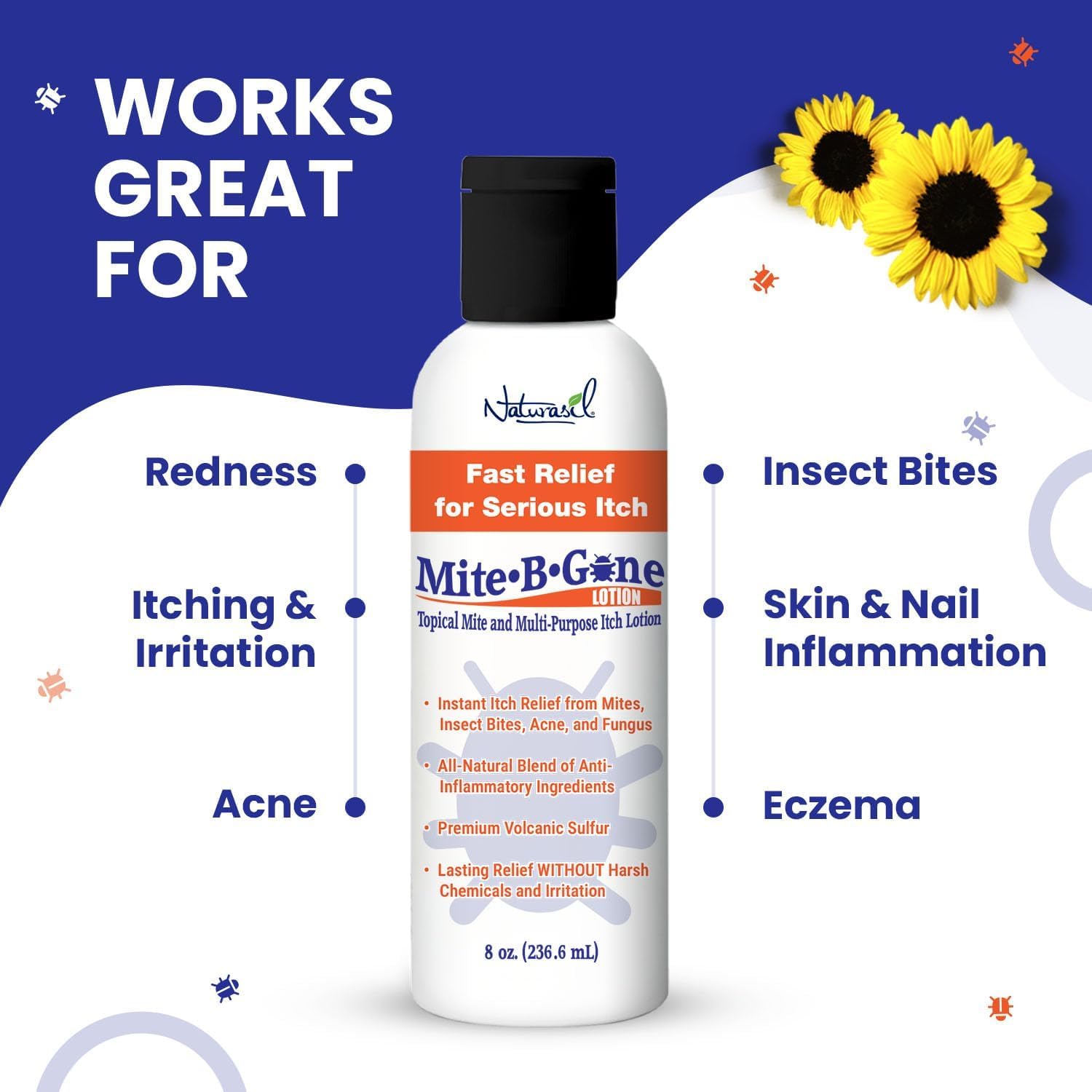 Naturasil Mite-B-Gone label-closeup emphasizes natural ingredients and trust