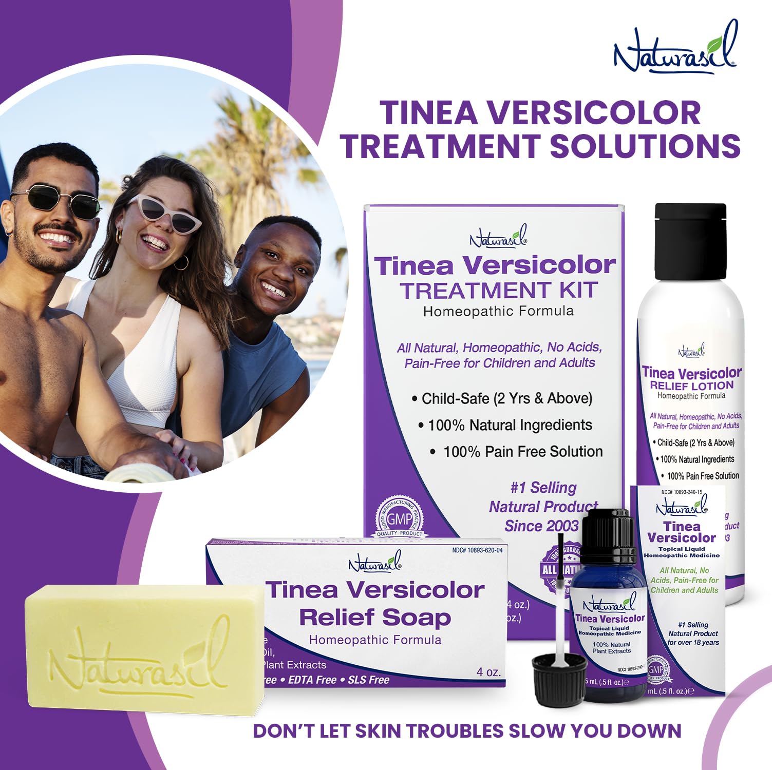 Naturasil Tinea Versicolor pack soap bar with lather for cleansing affected areas