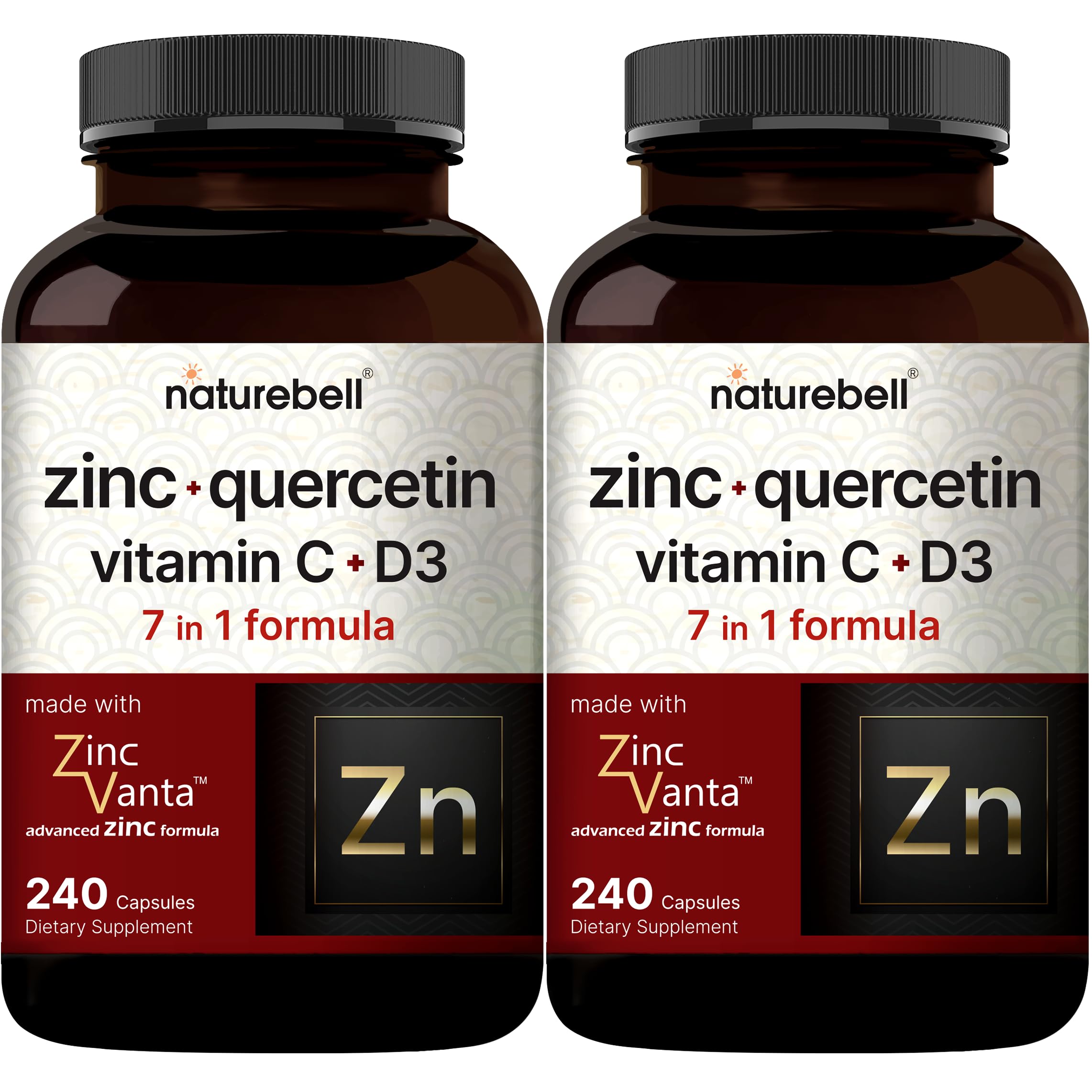 NatureBell Zinc Quercetin bottle front for daily immune support.