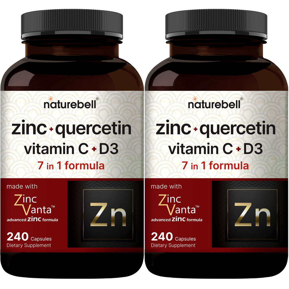 NatureBell Zinc Quercetin bottle front for daily immune support.