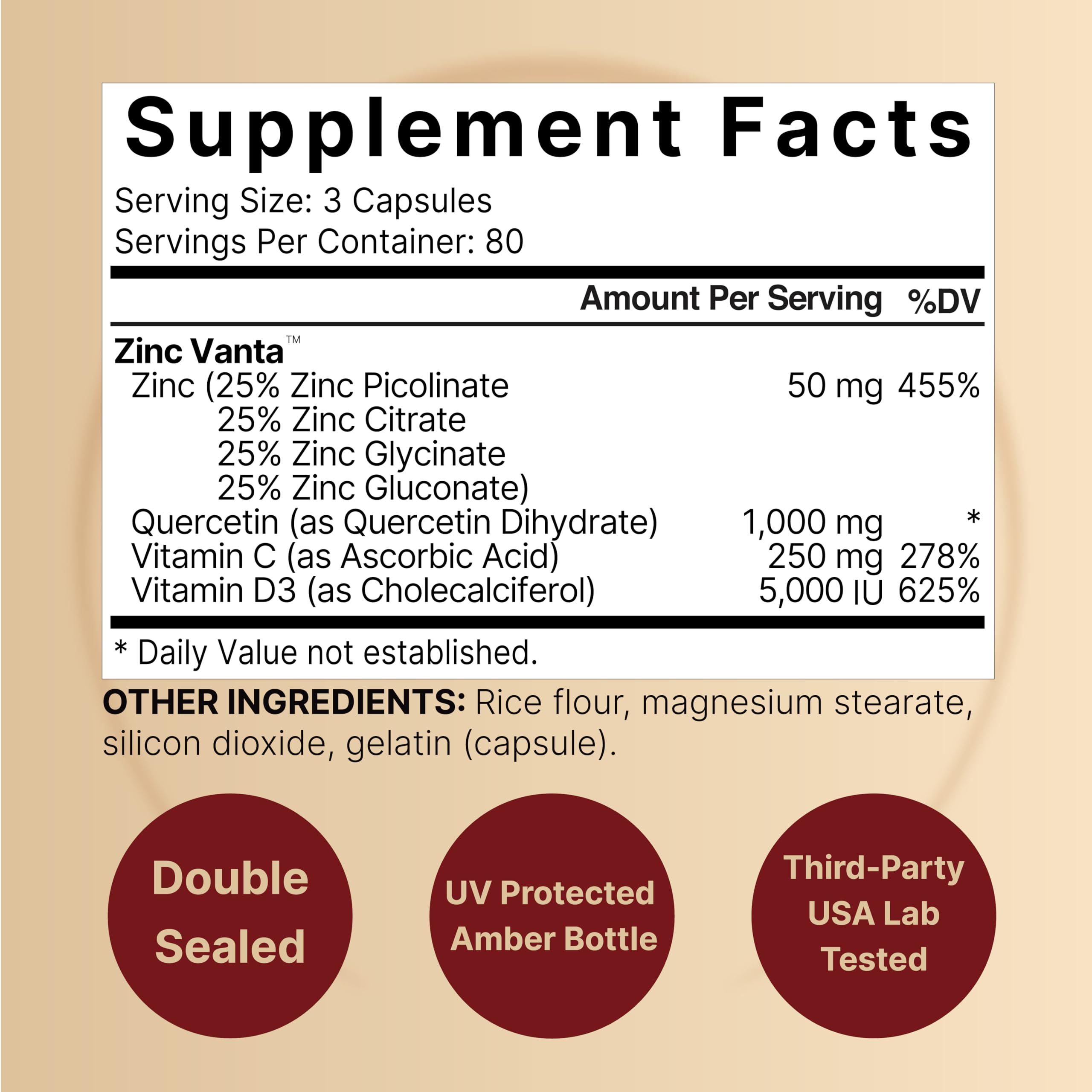 Close-up of NatureBell capsules highlighting quercetin formula.
