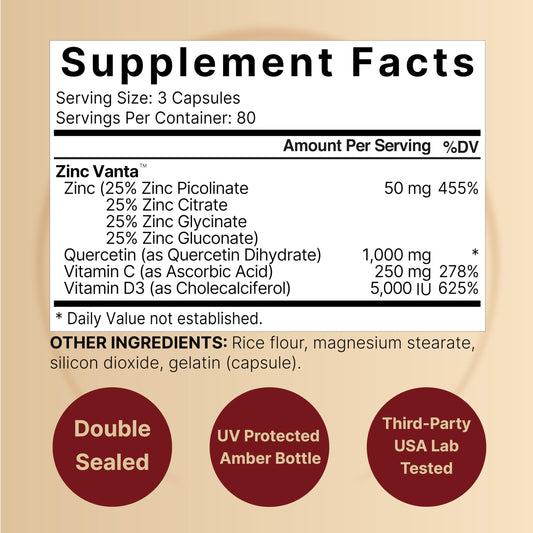 Close-up of NatureBell capsules highlighting quercetin formula.