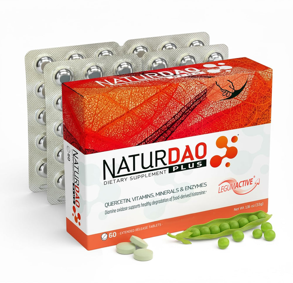 NATURDAO Plus bottle with DAO enzyme capsules for histamine processing
