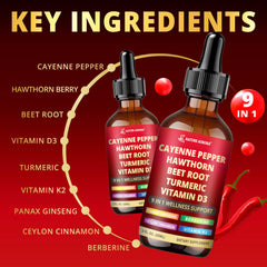Nature Aurora Cayenne Pepper Liquid Drops close-up hawthorn berry and cayenne for circulation.