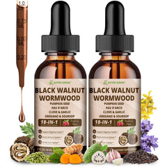 Nature Aurora Wormwood Black Walnut Clove Drops bottle for easy daily cleanse.
