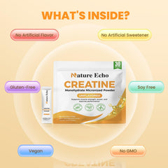 Nature Echo Creatine Monohydrate odorless unflavored powder mixes easily.