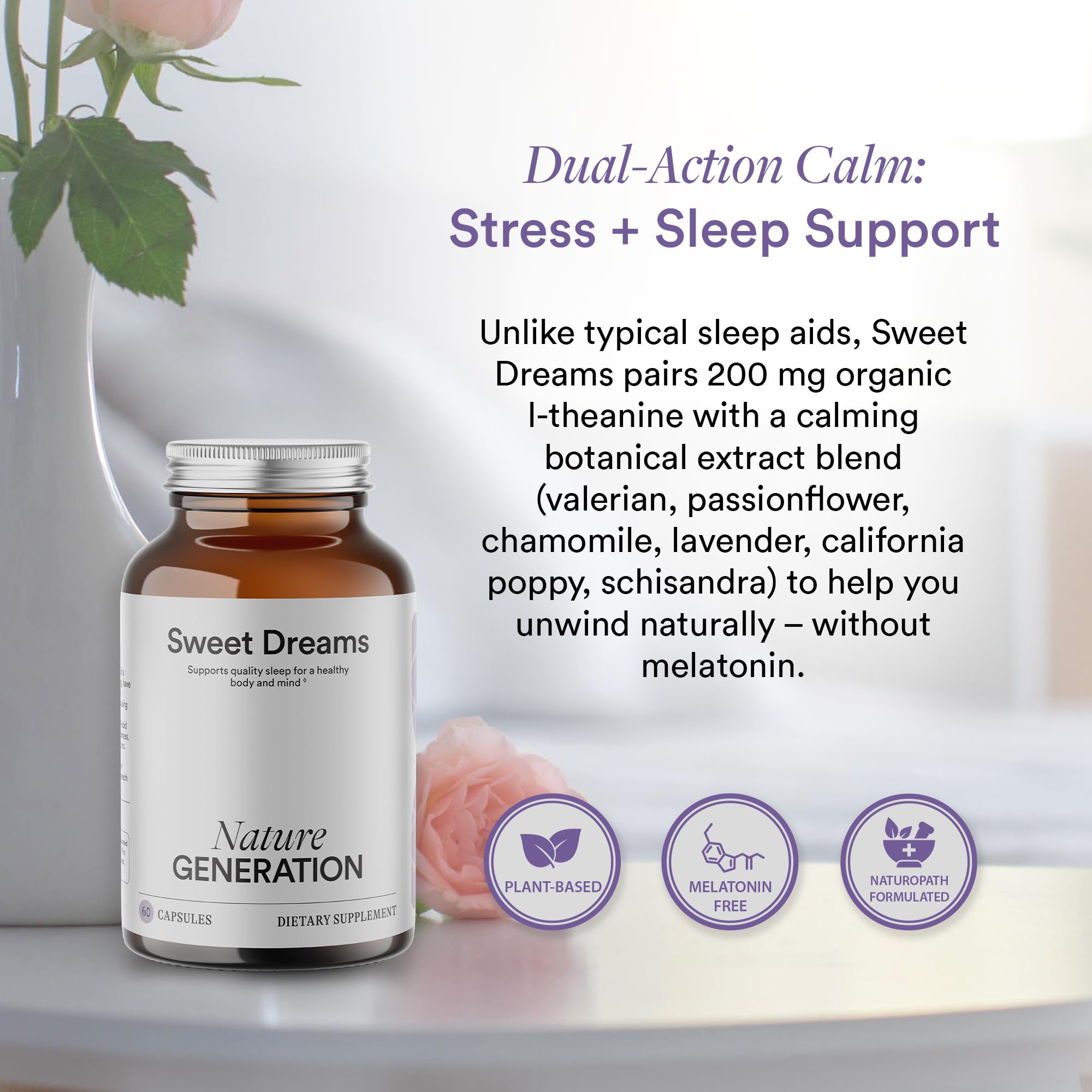 Nature Generation Organic Sleep Supplement herbal blend with chamomile and lavender