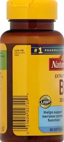 Nature Made B12 Softgels daily use with water to support daytime focus.