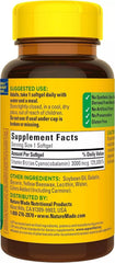 Nature Made B12 Softgels label back showing gluten-free and dye-free.