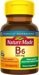 Nature Made B-6 100 mg bottle front shows energy support