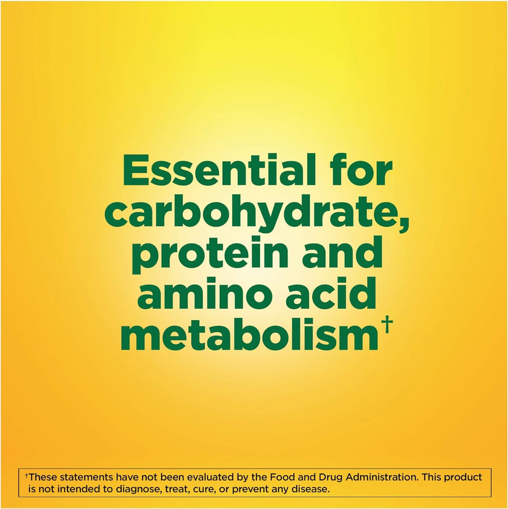 Nature Made B-6 100 mg label close-up highlights metabolism use