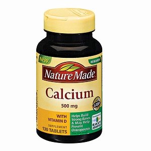 Nature Made Calcium 500 mg with Vitamin D bottle for bone health support