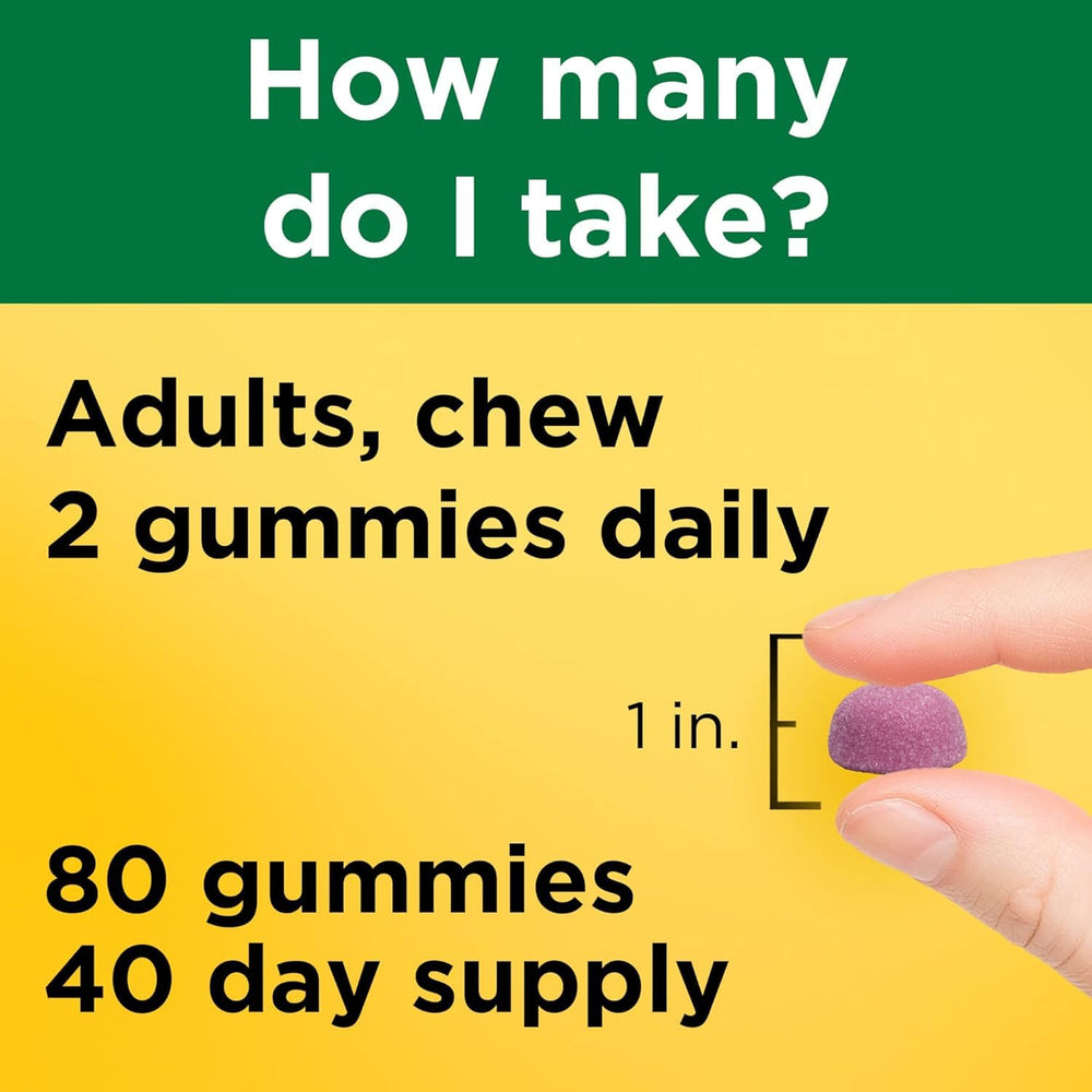 Nature Made Calcium Adult Gummies label detail for ingredient clarity.