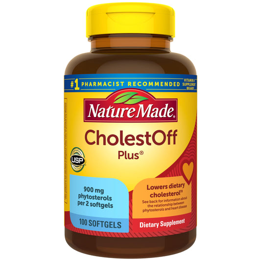 Nature Made CholestOff Plus bottle supports dietary cholesterol management as part of a heart-healthy routine.