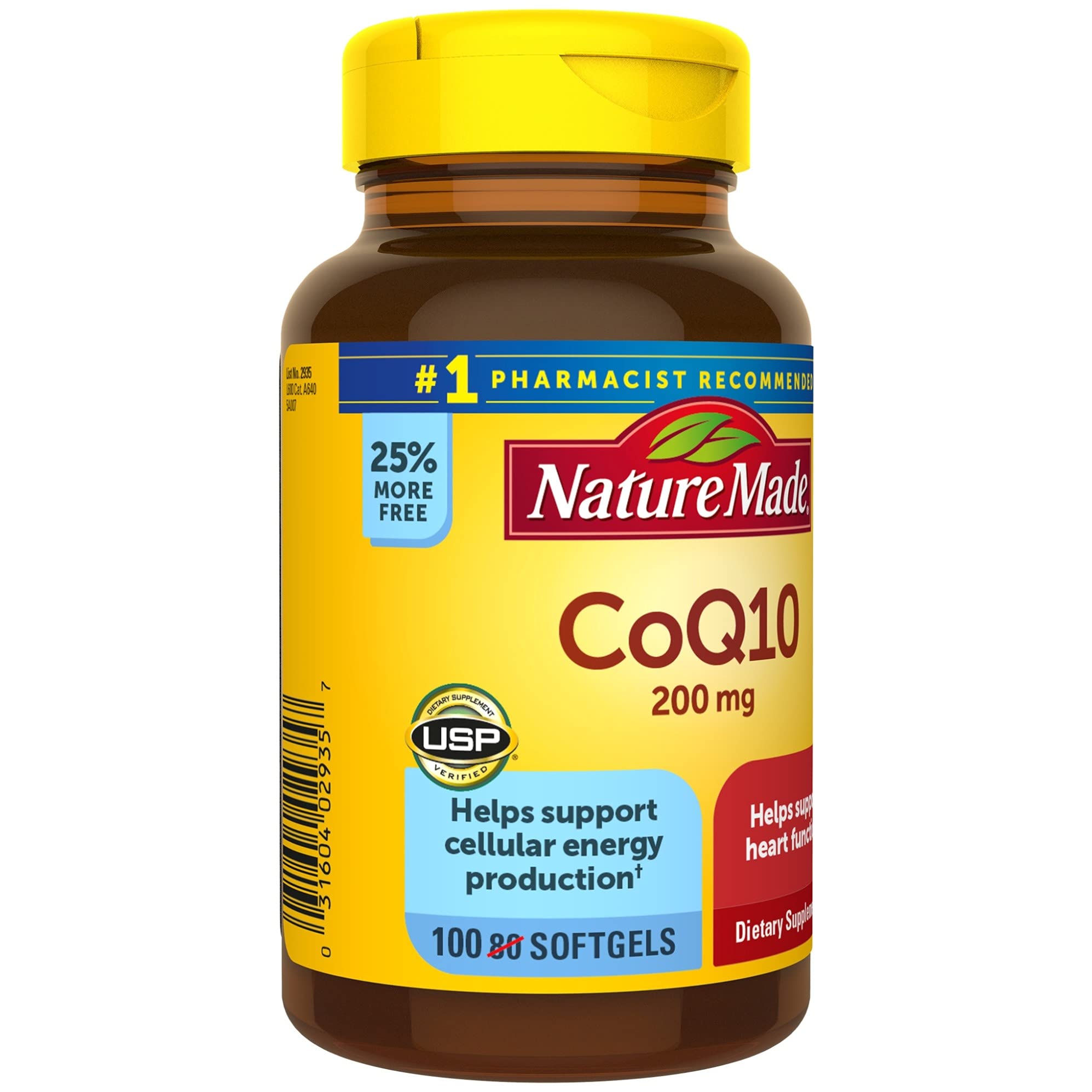 Nature Made CoQ10 200 mg softgels USP verified seal