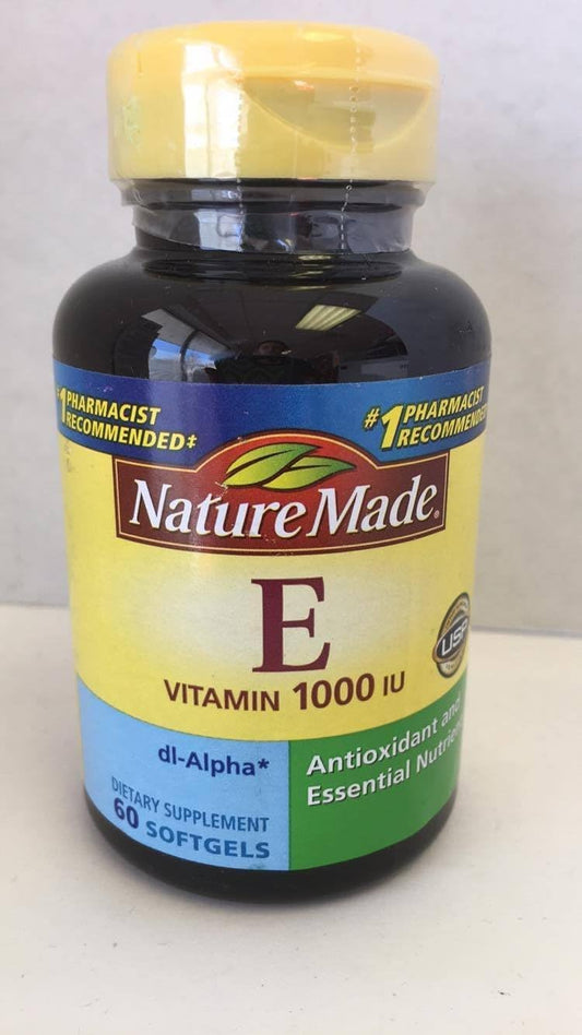 Nature Made dl-Alpha Vitamin E 1000 IU softgels bottle for daily use and value