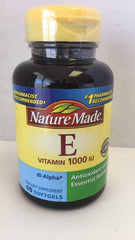 Nature Made dl-Alpha Vitamin E 1000 IU softgels bottle for daily use and value