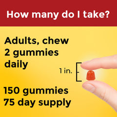 Nature Made Fish Oil Gummies bottle side view showcases gluten-free formula.