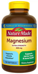 Nature Made High Potency Magnesium 400 mg softgels bottle pour for easy daily intake