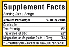 Nature Made Magnesium 400 mg softgels close-up showing nerve and muscle support