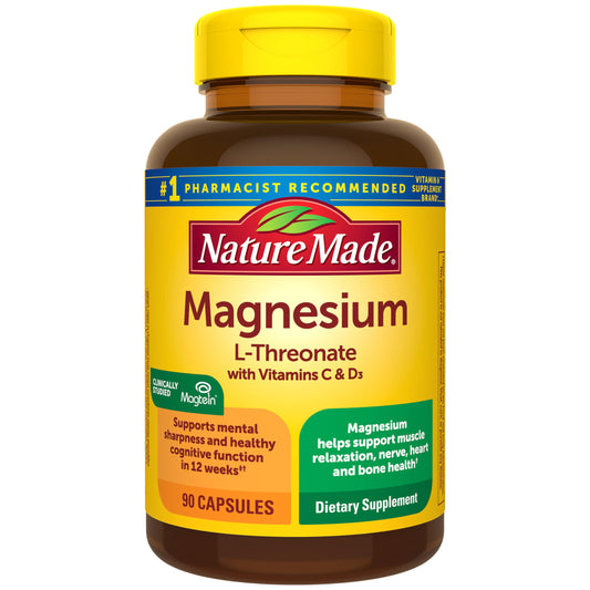 Nature Made Magnesium L-Threonate bottle promoting cognitive support