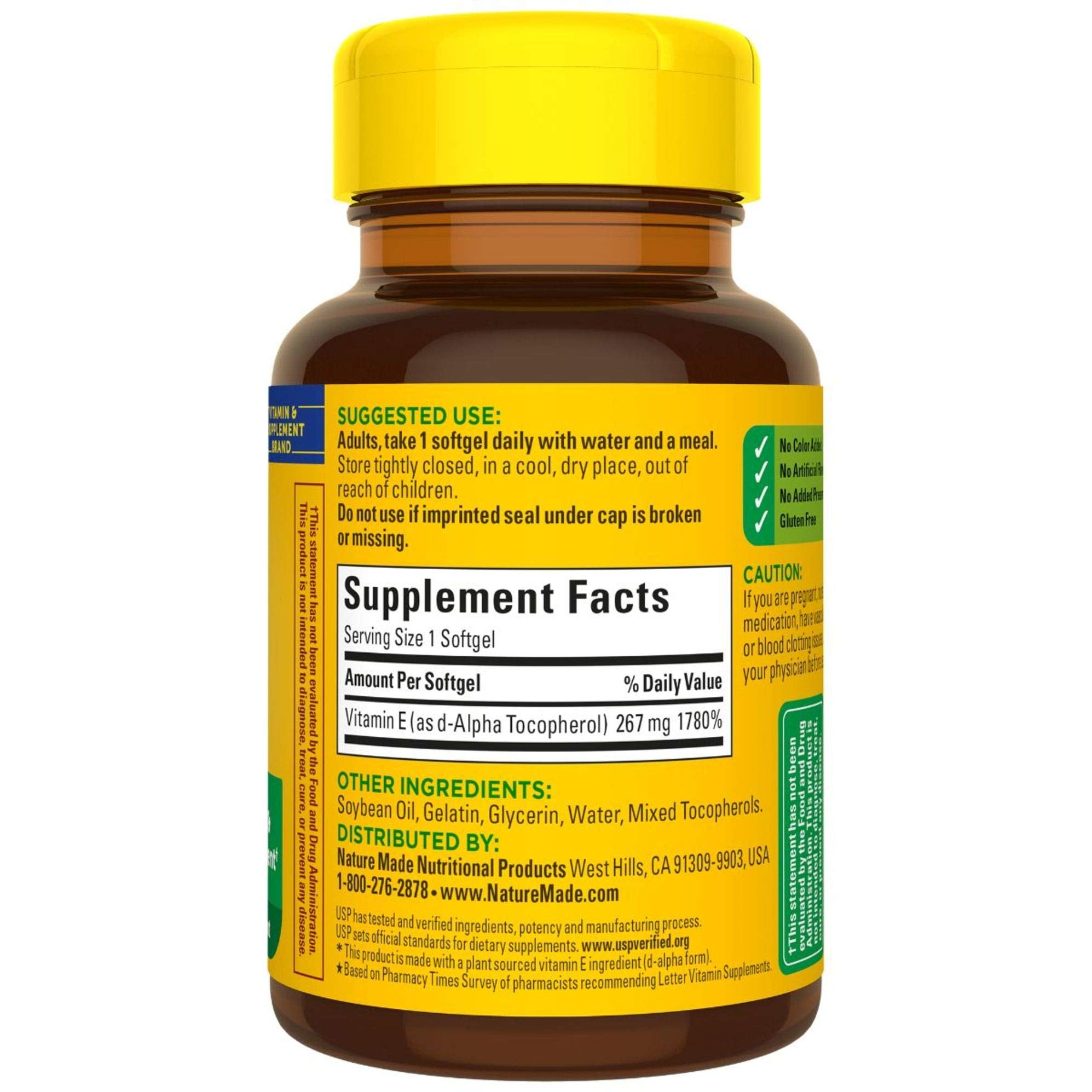 Nature Made Plant Sourced Vitamin E bottle in hand – ready-to-use daily supplement.