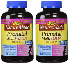 Nature Made Prenatal Multi DHA 2-pack bottle front shows trusted branding.