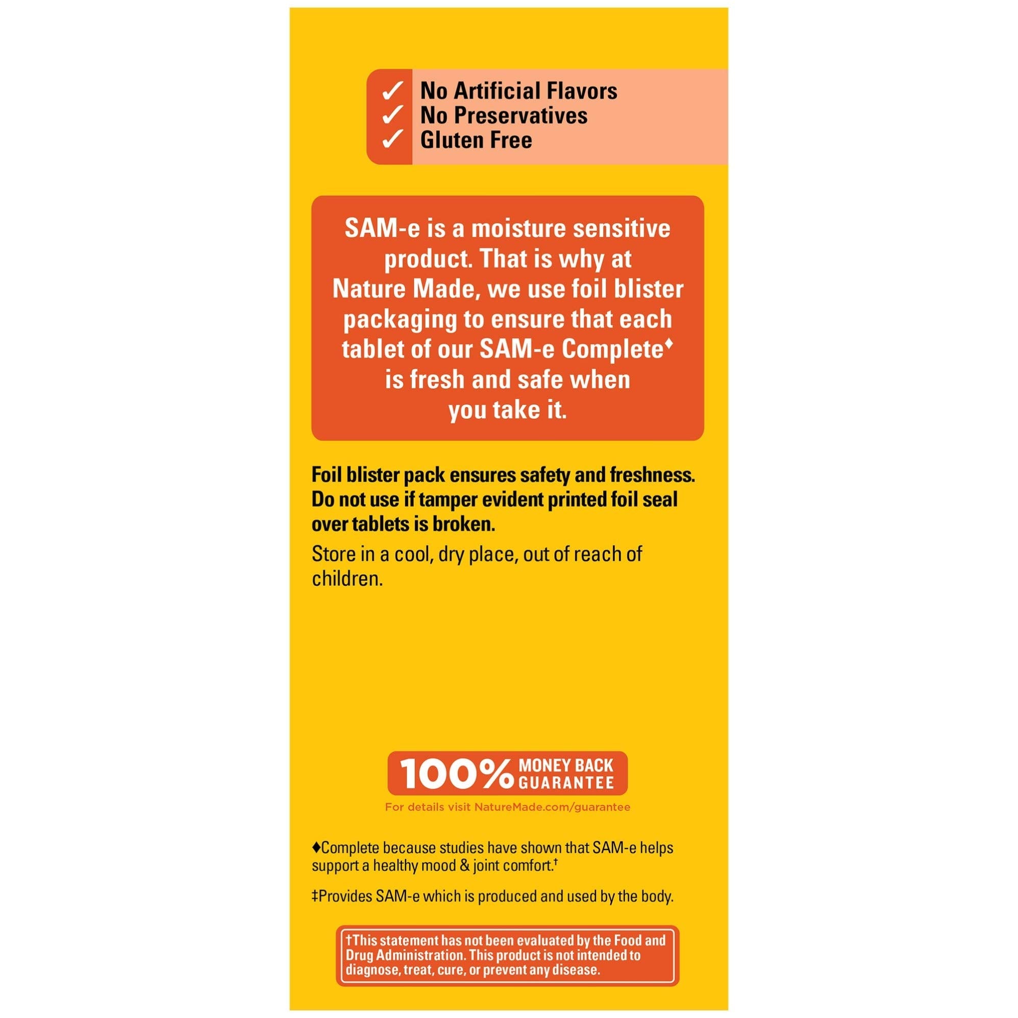 Nature Made SAM-e Complete 400mg 36-day supply emphasized on packaging