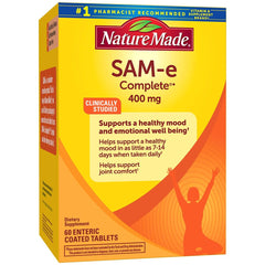 Close-up of Nature Made SAM-e Complete 400 mg tablets for daily dose