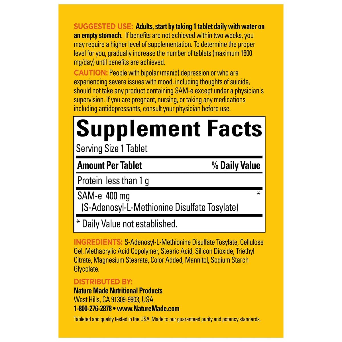 Packaging shows Nature Made SAM-e Complete for reliable daily supplementation