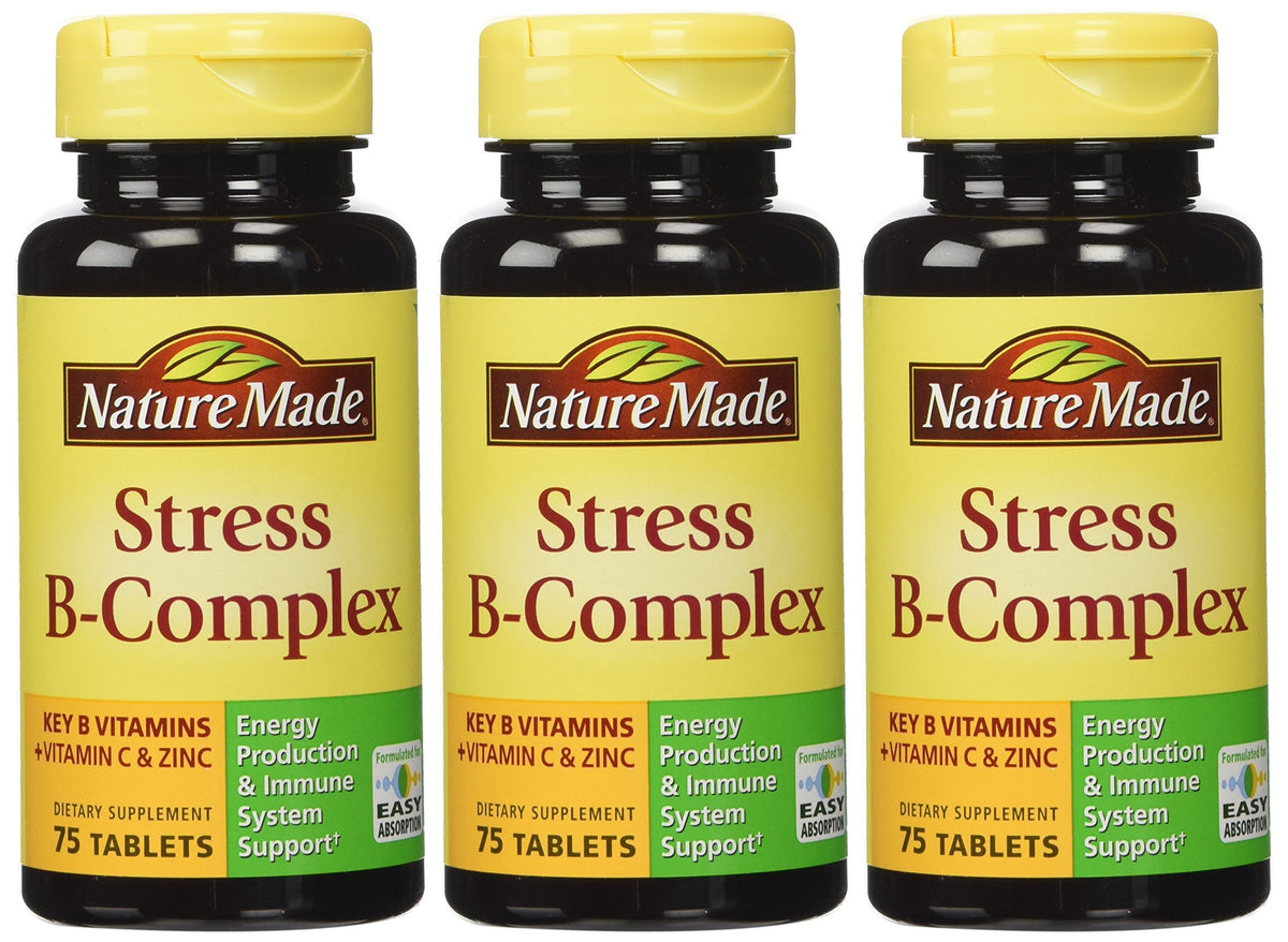 Nature Made Stress B Complex with Zinc bottle and capsules for daily immune support