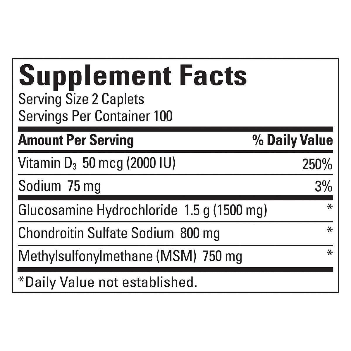 Nature Made TripleFlex bottle label closeup highlighting MSM and chondroitin for flexible movement.