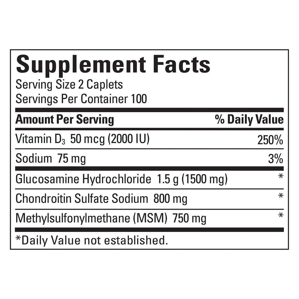 Nature Made TripleFlex bottle label closeup highlighting MSM and chondroitin for flexible movement.