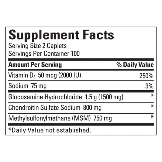 Nature Made TripleFlex bottle label closeup highlighting MSM and chondroitin for flexible movement.