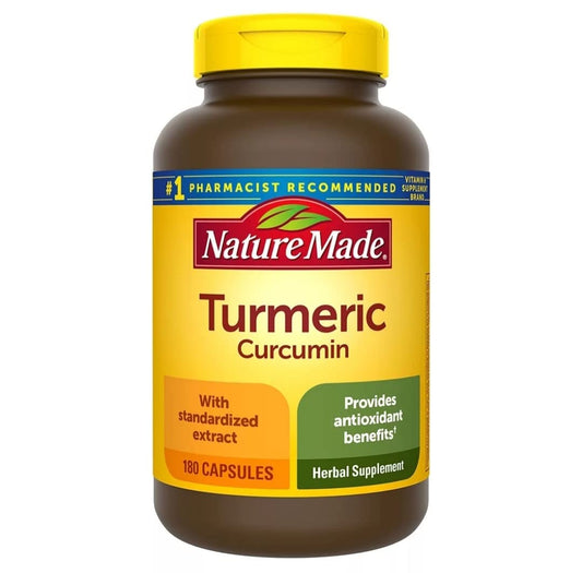 Nature Made Turmeric Curcumin 500 mg capsules bottle supports daily antioxidant use.
