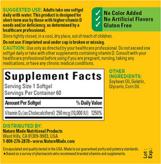 Nature Made Vitamin D3 softgels packaging showcases ready-to-consume daily capsules.